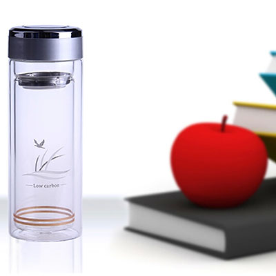 团体定制时尚双层玻璃水杯