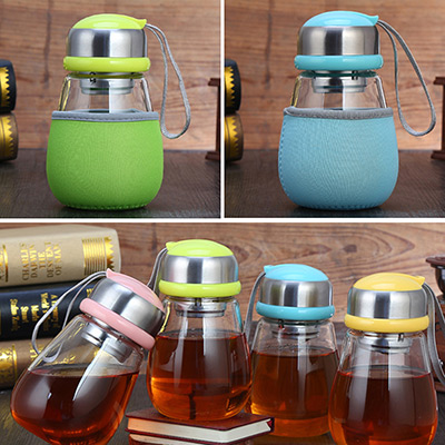 创意大肚玻璃呆萌企鹅花茶杯