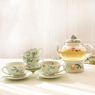 陶瓷玻璃花茶壶套装定制