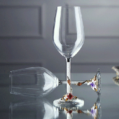 <b>创意商务礼品_珐琅彩带钻葡萄高脚香槟对杯 创意</b>