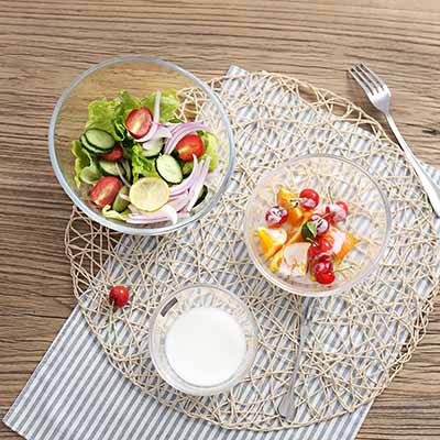 创意玻璃沙拉碗 斜口透明调料碗