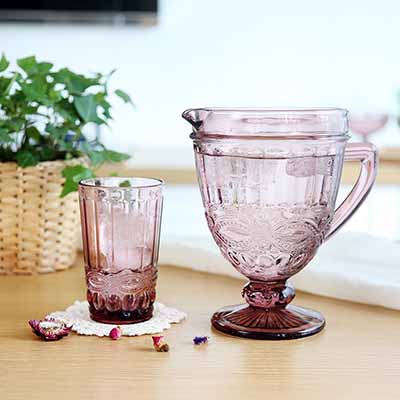 浮雕冷水壶创意彩色玻璃凉杯