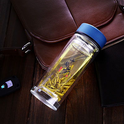 防漏男士双层水晶玻璃杯