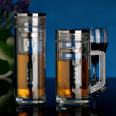 耐热双层水晶玻璃杯图片 高档玻璃杯定制