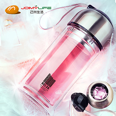 物生物COCO双层玻璃杯 可爱女士水杯子定制