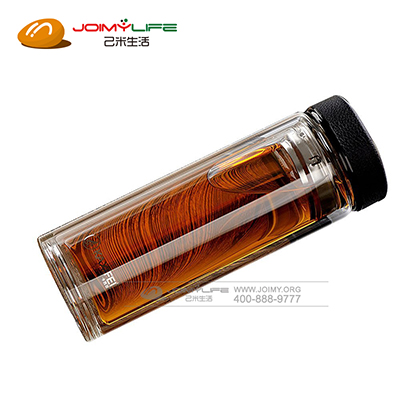 卡西菲高档商务玻璃杯 双层水杯彩色办公杯定制