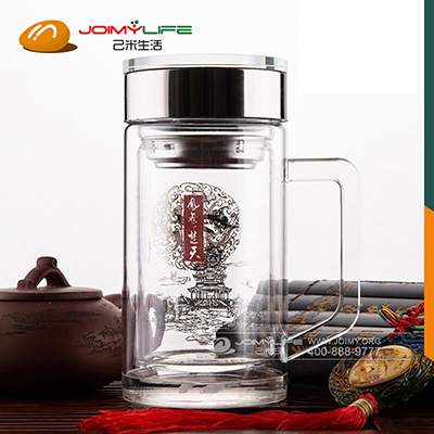 捷夫玻璃杯水杯 双层玻璃杯茶杯办公专用定制