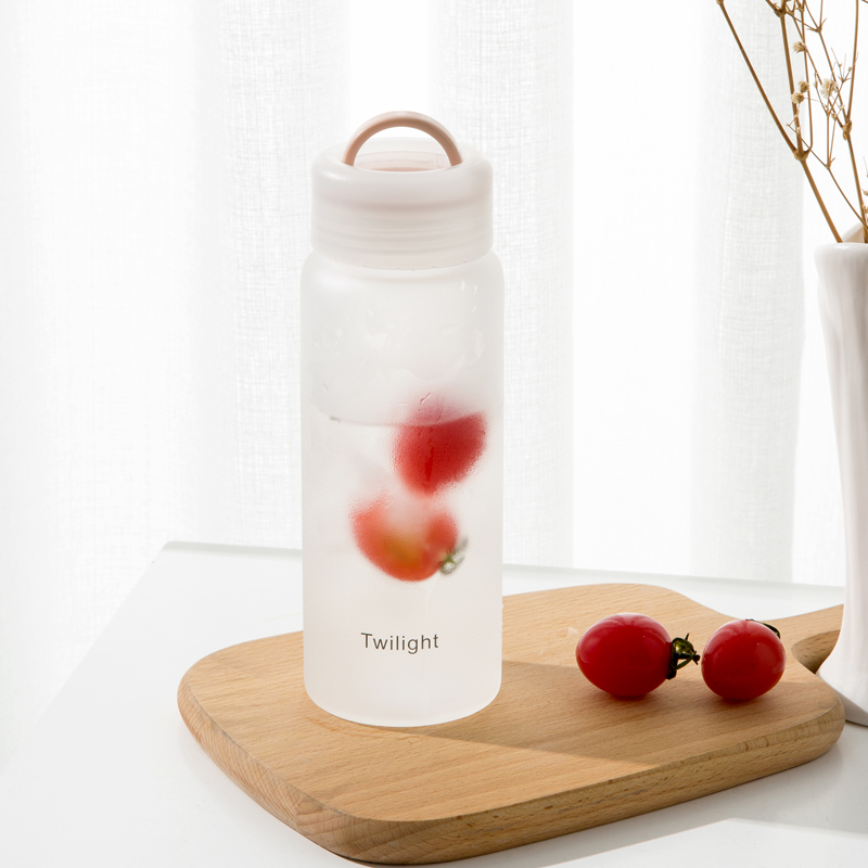 高颜值玻璃杯便携可爱学生水瓶 简约清新森系果