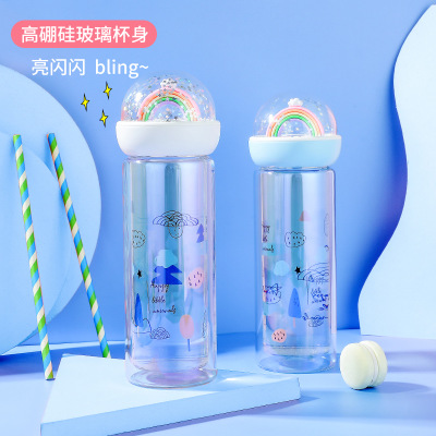 创意双层景观玻璃杯批发 家居花茶杯印logo 玻璃水杯定制