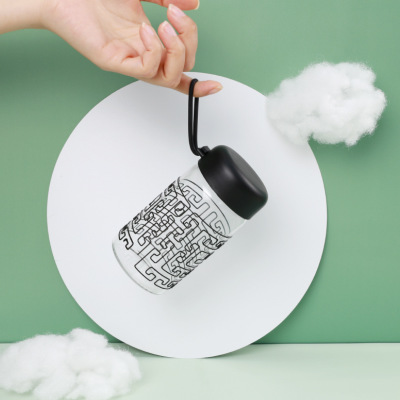 国潮风小巧玻璃杯现款批发 防滑防烫男女学生精美礼品杯 时尚随手水杯定制