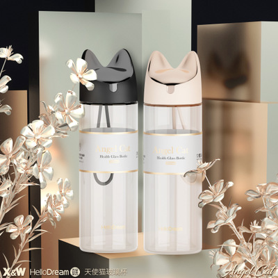 创意玻璃杯定制 天使猫广告杯批发 活动促销现款玻璃杯礼品杯印logo
