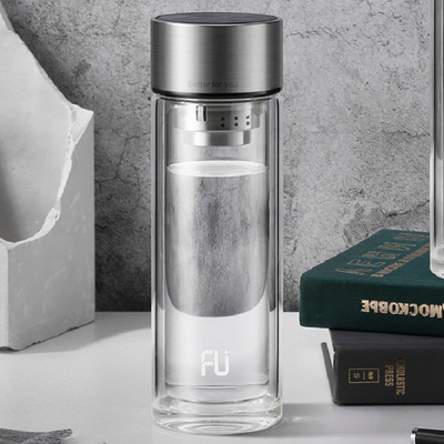 富光双层玻璃水杯现货 商务玻璃杯定制 休闲水杯礼品杯批发