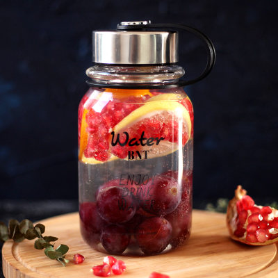 玻璃杯大容量水杯1000ml 户外便携简约随手带盖茶