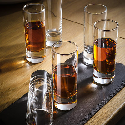 玻璃一口杯白酒杯烈酒杯 酒吧直身子弹杯定制