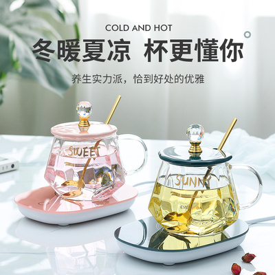 情侣款玻璃杯带盖 情侣礼物咖啡杯 办公室恒温玻璃杯