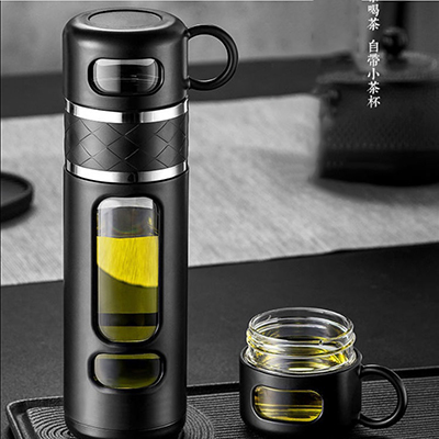 茶水分离泡茶杯 双层防摔耐热玻璃水杯 保温高档