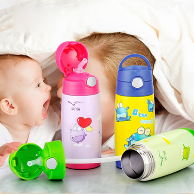 不锈钢带吸管儿童保温杯