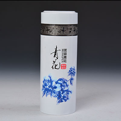 青花瓷紫砂保温杯