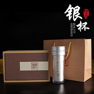 镀纯银内胆保健杯 男女养生银杯雪花镀银茶杯水杯 定制镀银保温杯