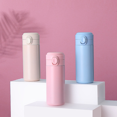 不锈钢保温杯定做 新款弹跳杯真空提手商务礼品定制LOGO 批发杯子水杯保温杯