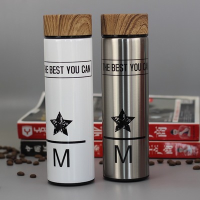 批发木纹盖商务杯 金属保温杯定制 真空304不锈钢保温杯订做