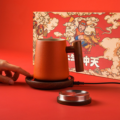 简约恒温宝茶杯 加热底座保温水杯子套装送女友新年礼物盒