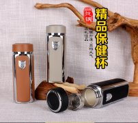 高档s999纯银保健杯商务精英人士办公保温杯人造皮内胆水杯四方杯