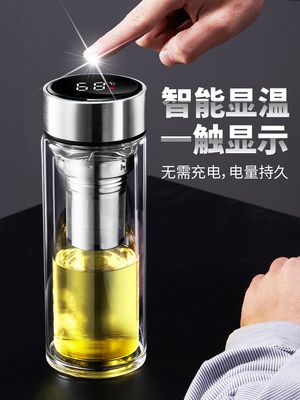 超大容量玻璃杯男双层水杯子隔热保温泡茶耐热