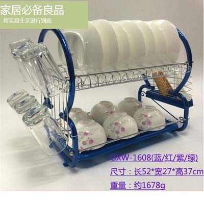 不锈钢结实耐用双层碗碟架