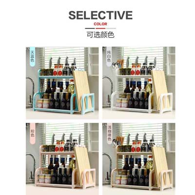 不锈钢木质双层厨房置物架