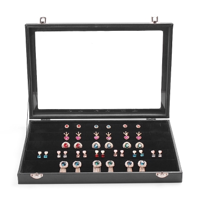 带盖耳钉首饰收纳盒 饰品盒子 首饰珠宝箱 钩式