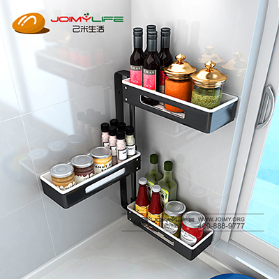 家用厨房置物架 转角旋转调料架免打孔壁挂式定制