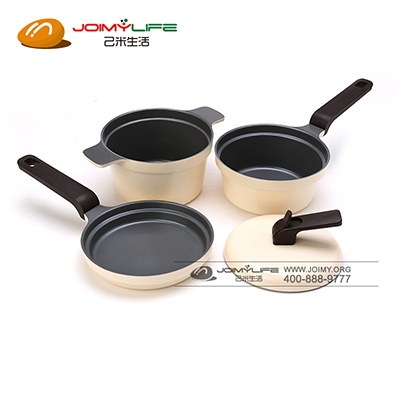 陶瓷涂层不粘套锅3件套 汤锅奶锅不粘煎锅定制