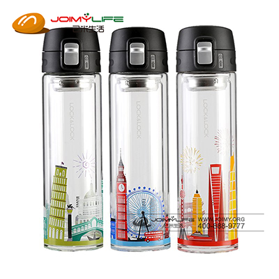 乐扣乐扣 一键弹盖开启双层耐热玻璃城市系列定制