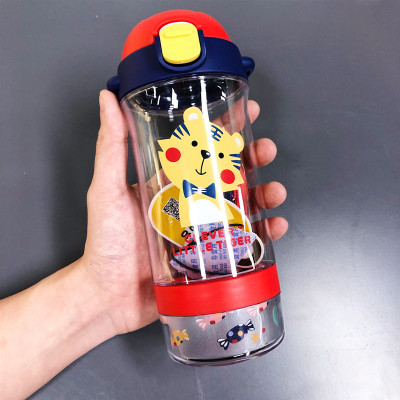 弹跳锁扣直饮杯定做 卡通便携背带儿童两用随手