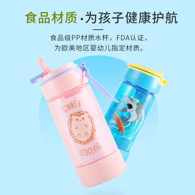 coolgear创意儿童杯定制 发光创意水杯夜光防摔便携杯子带盖吸管杯塑料