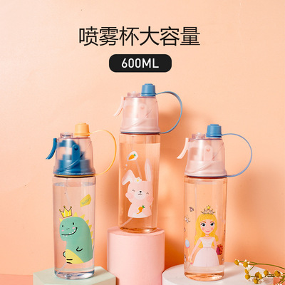 可爱喷雾塑料水杯 卡通健身运动杯子 创意广告杯小礼品定制