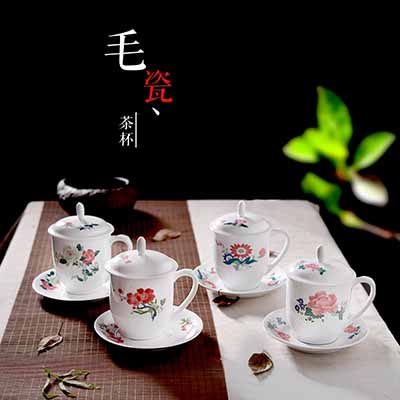 釉下彩手绘毛瓷常委杯