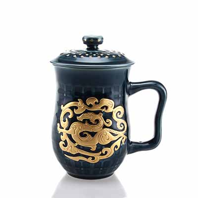 活瓷势在必得鎏金办公杯