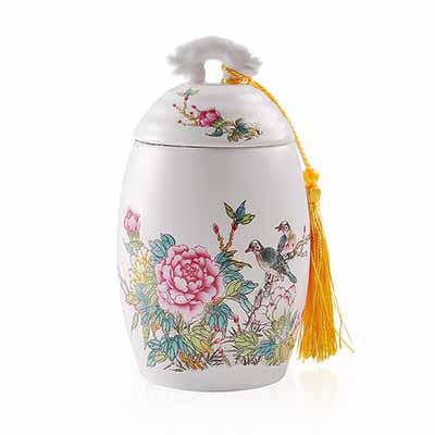 定窑白五彩龙头瓷茶叶罐