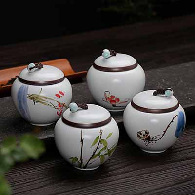 <b>手绘龙泉青瓷迷你茶叶罐陶瓷</b>