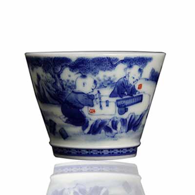 手绘青花品茗杯功夫茶具