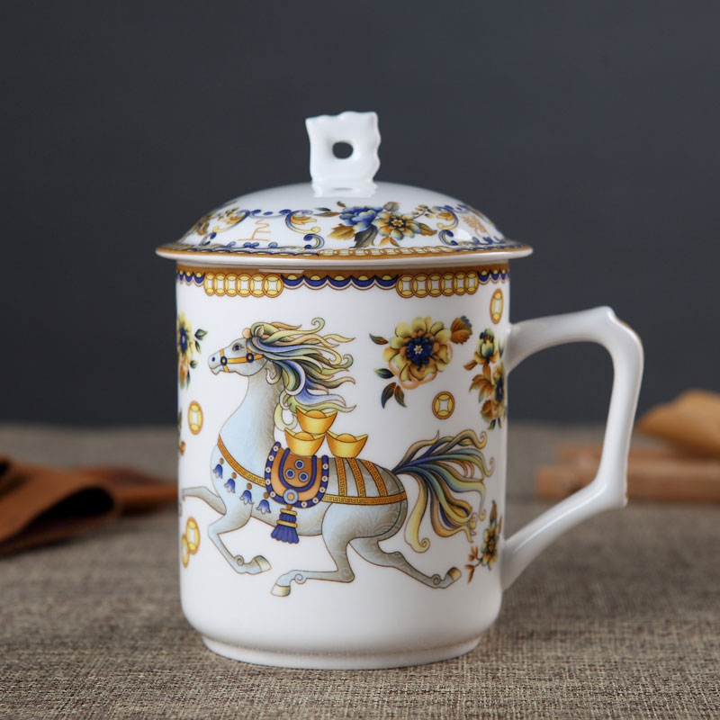 珐琅彩骨瓷会议杯