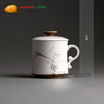 栖凤居过滤泡茶杯 功夫茶具大号茶杯定制(兰花)