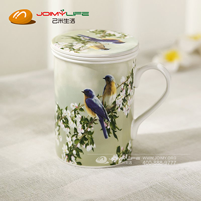 利和陶瓷景德镇花鸟图漏斗茶定制