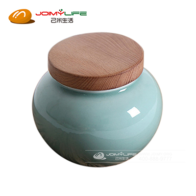 龙泉青瓷榉木盖茶叶罐 陶瓷密封罐高档茶具礼品定制