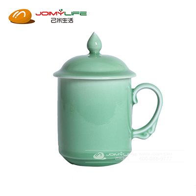 龙泉青瓷茶杯陶瓷杯子带盖 男女士泡茶杯定制