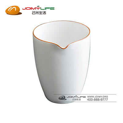 景德镇纯手工薄胎紫金口茶海 陶瓷甜白公道杯定制