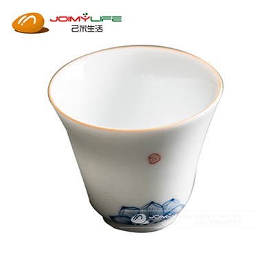 景德镇手绘简约脂白甜白莲花杯 功夫茶具陶瓷茶