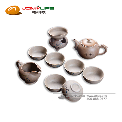 粗陶茶具套装定制logo 礼盒装陶瓷茶具批发